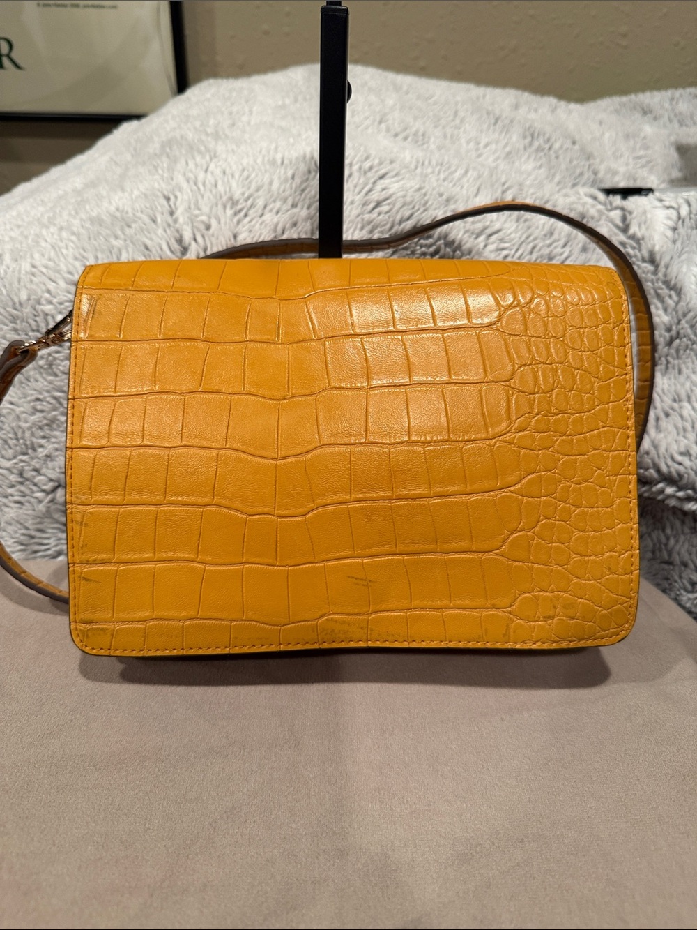 H&M Croc-Embossed Mustard Crossbody Bag